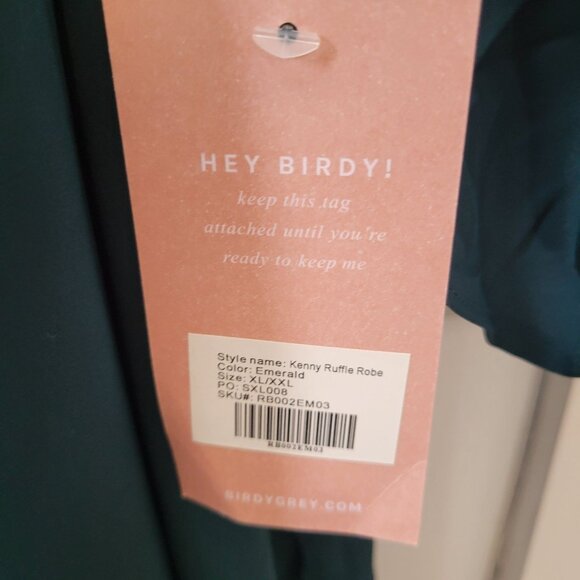 Birdy Grey Women's Kenny Ruffle Belted Short Robe Emerald Green Size XL/2XL - Picture 3 of 11